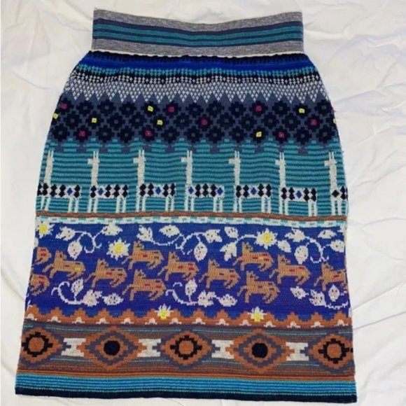 Anthropologie Monogram Llama Line Sweater Skirt - Picture 3 of 5